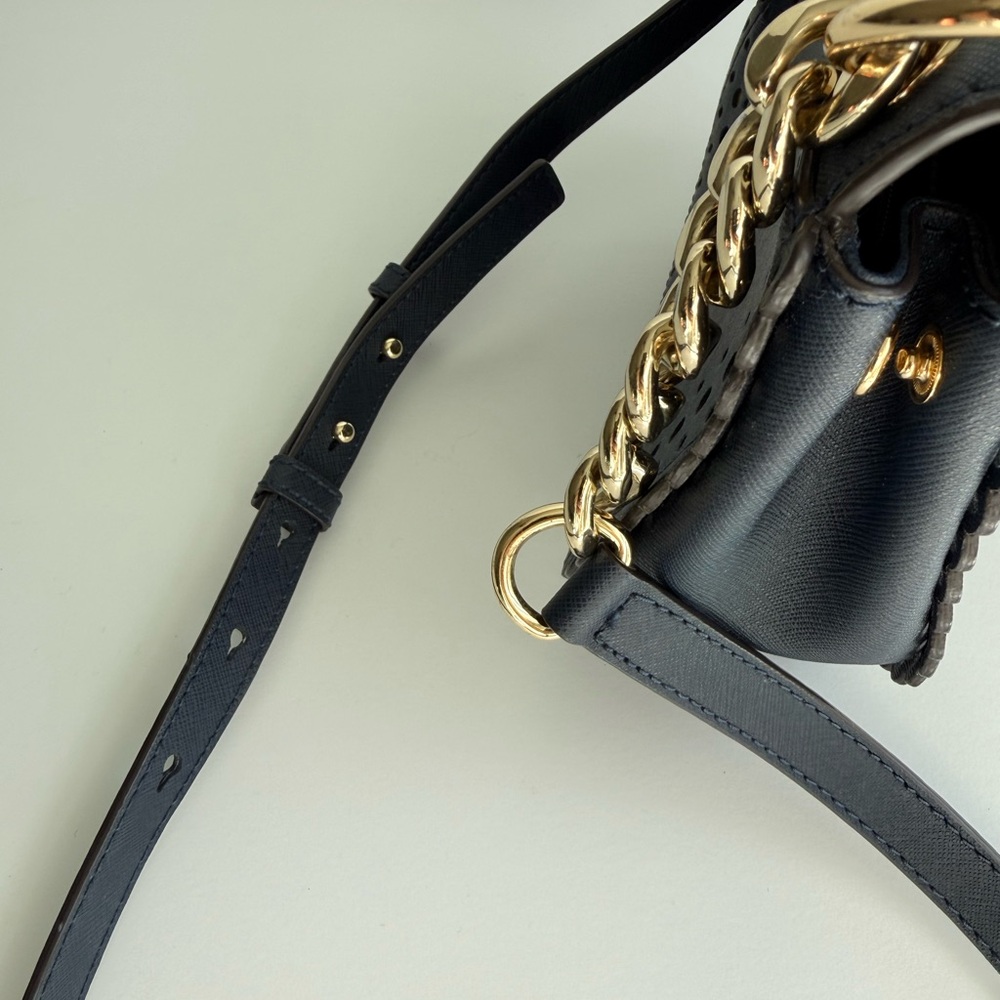 Michael Kors Dark Midnight Blue Navy Crossbody Bag with Gold Accents - Picture 5 of 8